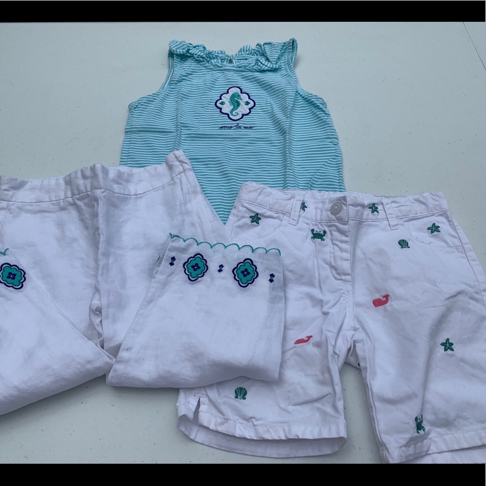 Janie and Jack, turquoise tank, pants and shorts